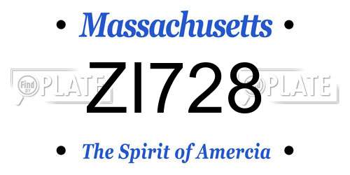 ZI728 Massachusetts License Plate