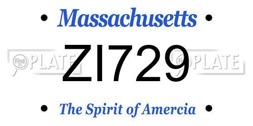 ZI729 Massachusetts License Plate