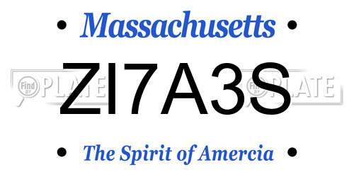 ZI7A3S Massachusetts License Plate