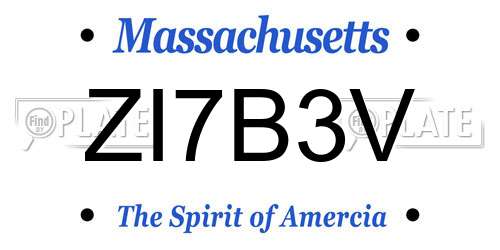ZI7B3V Massachusetts License Plate