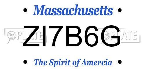 ZI7B6G Massachusetts License Plate