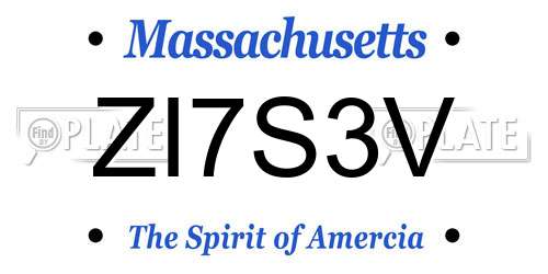ZI7S3V Massachusetts License Plate