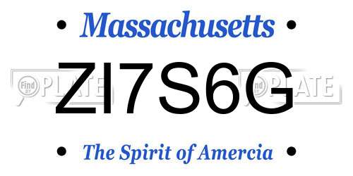 ZI7S6G Massachusetts License Plate