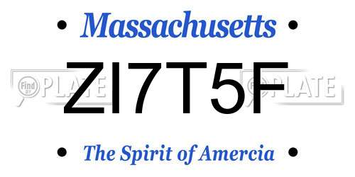 ZI7T5F Massachusetts License Plate