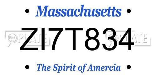 ZI7T834 Massachusetts License Plate