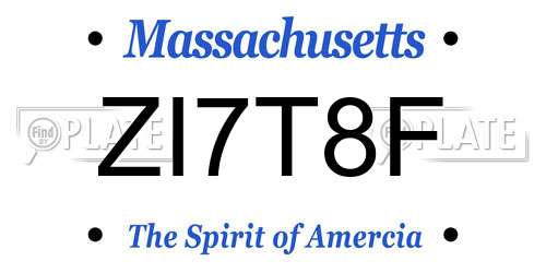 ZI7T8F Massachusetts License Plate