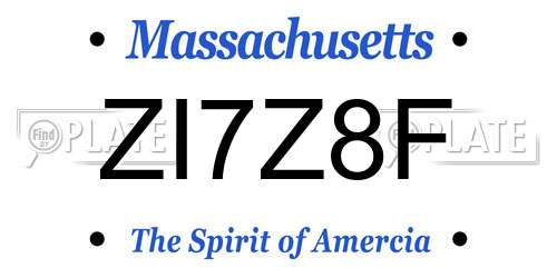 ZI7Z8F Massachusetts License Plate
