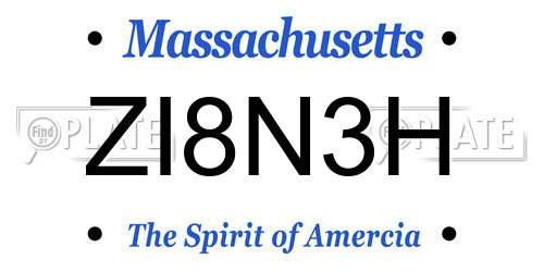 ZI8N3H Massachusetts License Plate