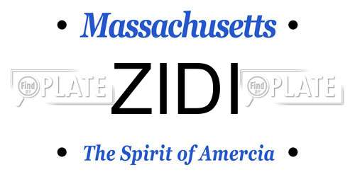 ZIDI Massachusetts License Plate