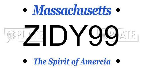 ZIDY99 Massachusetts License Plate