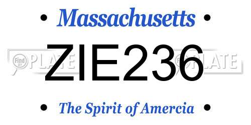ZIE236 Massachusetts License Plate