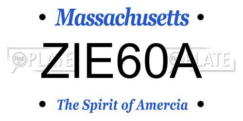 ZIE60A Massachusetts License Plate