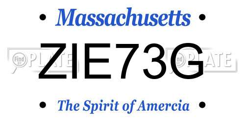 ZIE73G Massachusetts License Plate