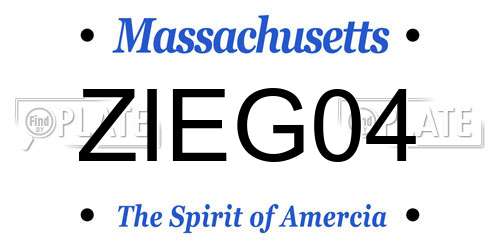 ZIEG04 Massachusetts License Plate