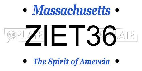 ZIET36 Massachusetts License Plate