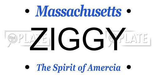 ZIGGY Massachusetts License Plate