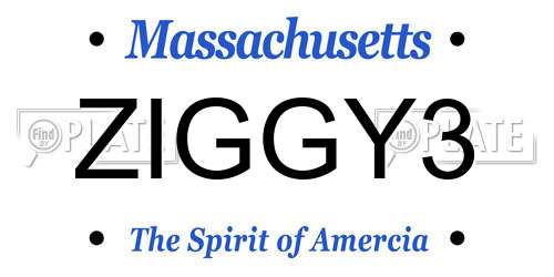 ZIGGY3 Massachusetts License Plate