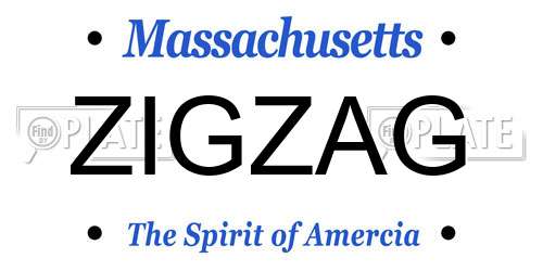 ZIGZAG Massachusetts License Plate
