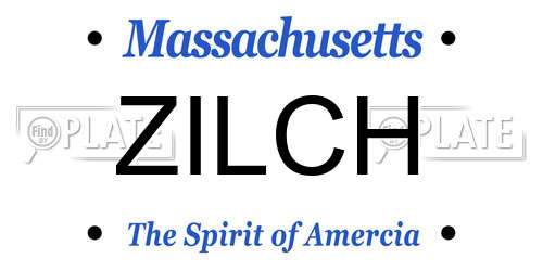 ZILCH Massachusetts License Plate