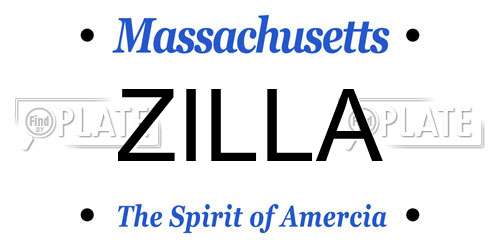 ZILLA Massachusetts License Plate