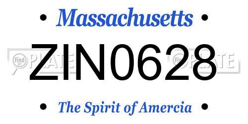 ZIN0628 Massachusetts License Plate
