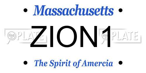 ZION1 Massachusetts License Plate
