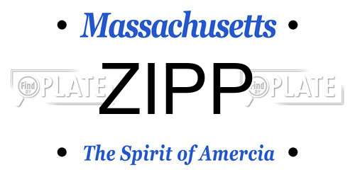 ZIPP Massachusetts License Plate