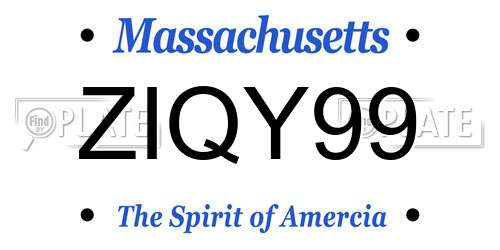 ZIQY99 Massachusetts License Plate