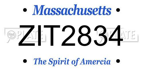 ZIT2834 Massachusetts License Plate