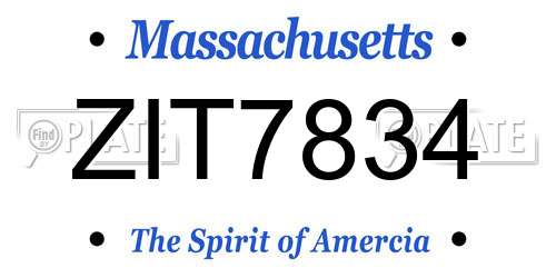 ZIT7834 Massachusetts License Plate