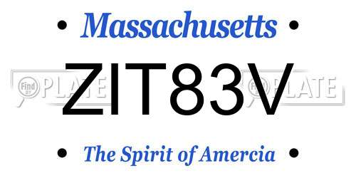 ZIT83V Massachusetts License Plate