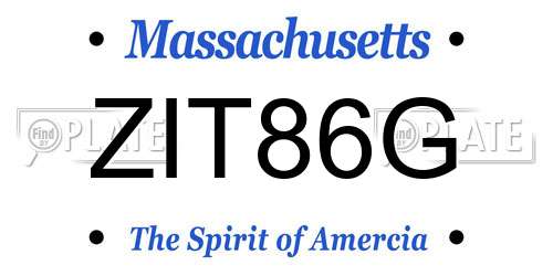 ZIT86G Massachusetts License Plate