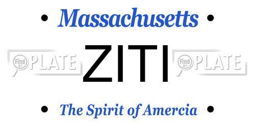 ZITI Massachusetts License Plate
