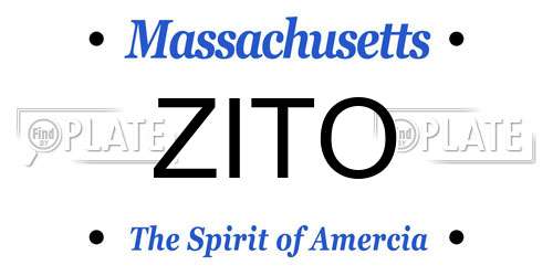 ZITO Massachusetts License Plate