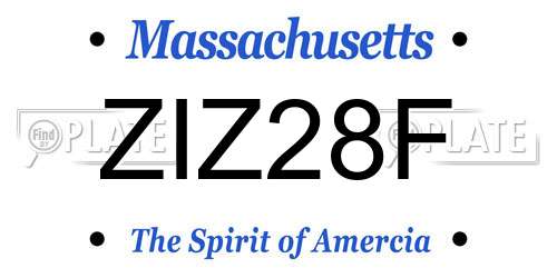 ZIZ28F Massachusetts License Plate