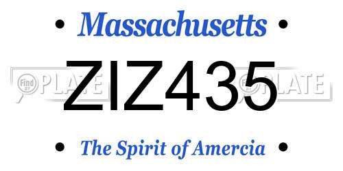 ZIZ435 Massachusetts License Plate