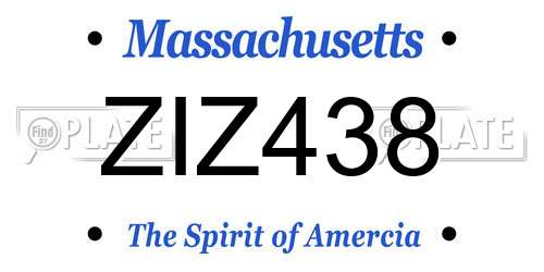 ZIZ438 Massachusetts License Plate