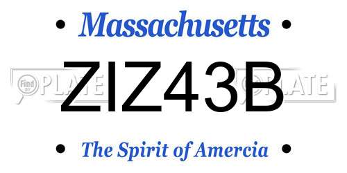 ZIZ43B Massachusetts License Plate