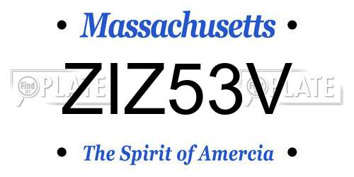 ZIZ53V Massachusetts License Plate