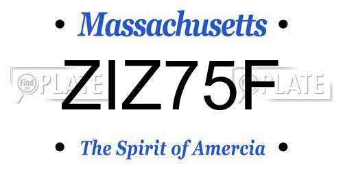 ZIZ75F Massachusetts License Plate