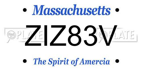 ZIZ83V Massachusetts License Plate