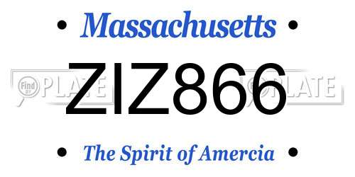 ZIZ866 Massachusetts License Plate