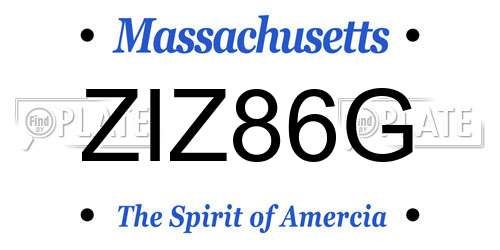 ZIZ86G Massachusetts License Plate