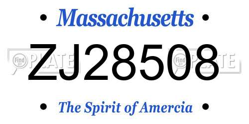 ZJ28508 Massachusetts License Plate