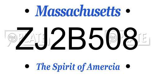 ZJ2B508 Massachusetts License Plate