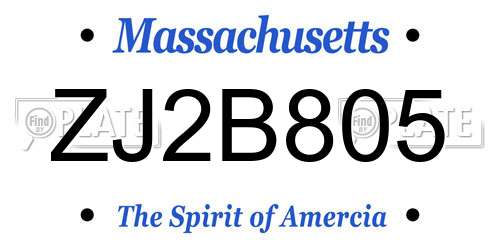 ZJ2B805 Massachusetts License Plate