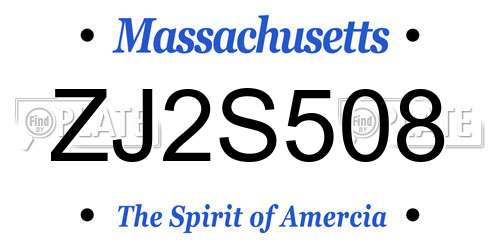 ZJ2S508 Massachusetts License Plate