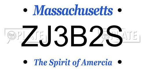 ZJ3B2S Massachusetts License Plate