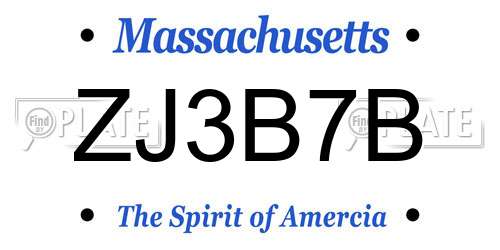 ZJ3B7B Massachusetts License Plate