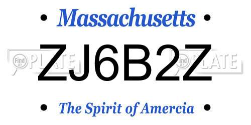 ZJ6B2Z Massachusetts License Plate
